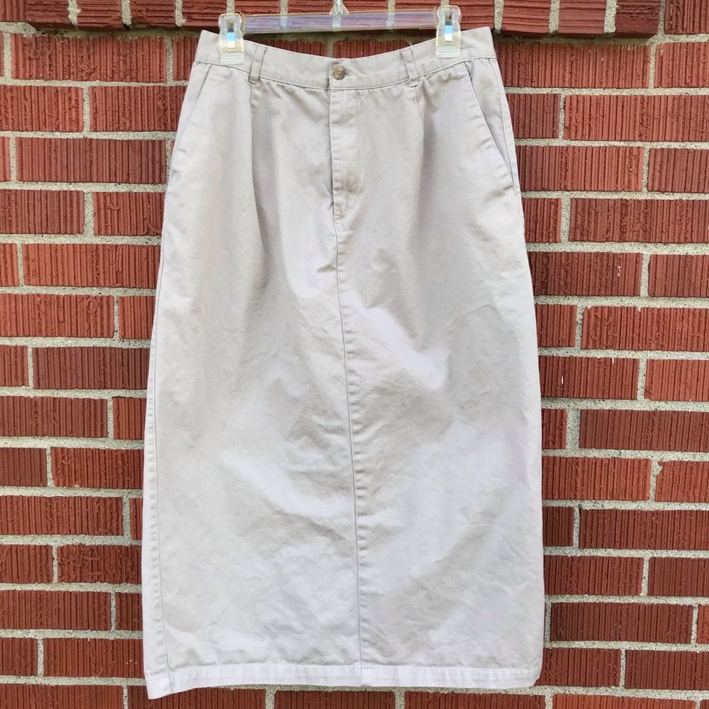 Mountain Lake womens  tan khaki long skirt size 12 pockets